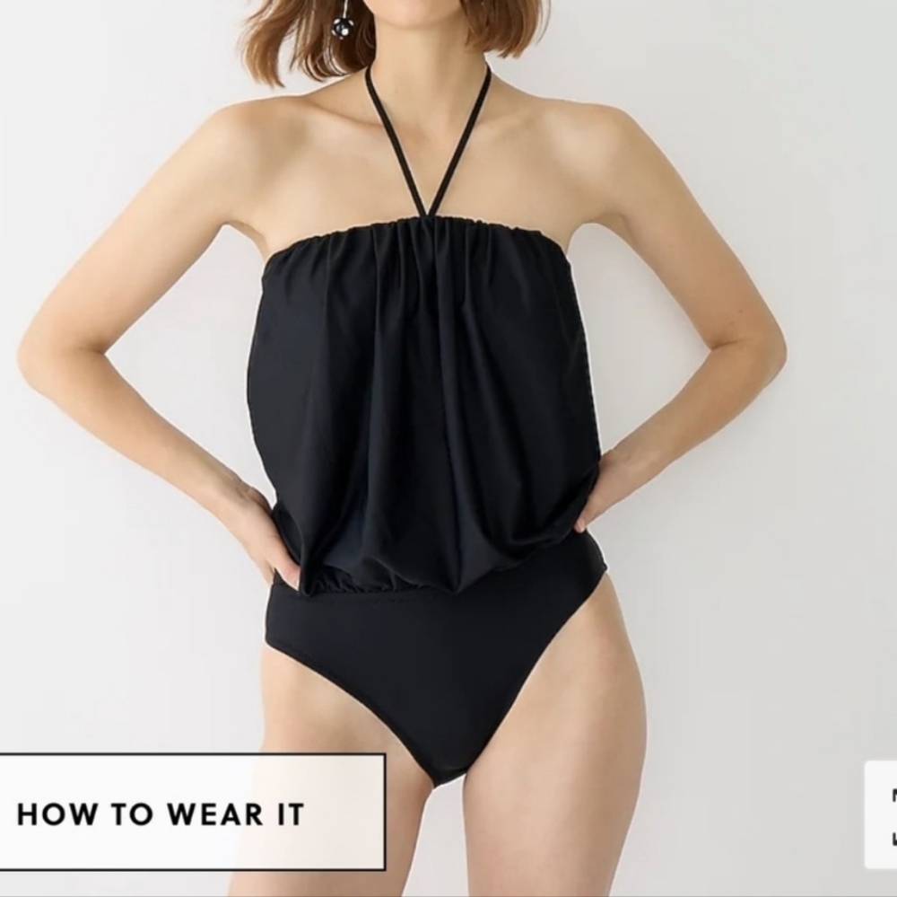 NWT Draped Blouson O Piece swimsuit in Navy size 24